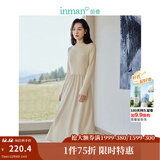 茵曼（INMAN）2025秋冬女装新款灯芯绒连衣裙新品长袖休闲针织礼服中长裙子 淡香杏-18348357H1 M