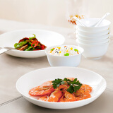 斯凯绨（Sky Top）碗盘碟陶瓷餐具套装骨瓷纯白家用乔迁礼盒包装6人份20头实用装