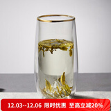 容山堂雪山绿茶杯子双层玻璃杯办公杯泡茶杯水杯家用茶杯小水杯凉杯水具 雪山绿茶杯