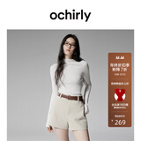 欧时力OCHIRLY 可机洗特级100%美丽诺羊毛针织衫女无缝一体高级感毛衣 米白 L