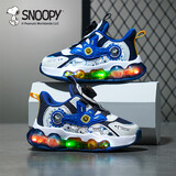 SNOOPY史努比童鞋男童发光运动鞋儿童时尚卡通动感灯鞋潮3839蓝白24