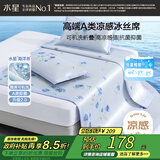 水星家纺冰丝凉席可机洗凉席冰丝席子1.8x2米软凉席可折叠三件套