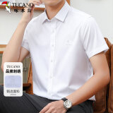 啄木鸟（TUCANO）衬衫男士夏季短袖衬衣商务休闲纯色刺绣透气百搭男装A 白色 3XL