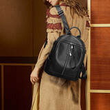 鳄鱼恤头层牛皮双肩包女潮流休闲背包大容量学生书包T1587