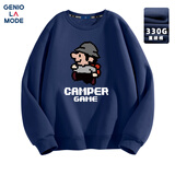 森马集团卫衣男士圆领无帽潮牌青少年男生套头长袖上衣 蓝色 3XL