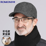 罗蒙棒球帽秋冬羊毛帽子男鸭舌加厚保暖防风送老人长辈爸爸