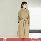 颜域新中式立领风衣女款2025新款秋季时尚通勤大衣气质简约外套女 驼色1 S