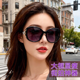 贝诗顿日夜两用变色偏光太阳眼镜女士墨镜防紫外线大框圆脸显瘦镶钻开车 黑框渐变灰片