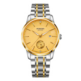 斯诺威登 RUNOSD R瑞士正品男士全自动机械表时尚防水商务男表一帆风顺夜光真钻男表 龙行天下-金面送皮带 40mm