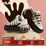 FILA 斐乐官方女鞋CARROT摩登板鞋萝卜鞋休闲厚底鞋子女 初雪白/黑-PB 38.5
