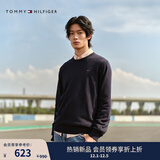 Tommy Hilfiger【柔软纯棉】秋冬男装纯棉潮流多色商务休闲通勤内搭打底针织毛衣 【纯色绣标毛衣】午夜蓝FAP M （推荐：135-150斤）