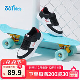 361°儿童四季板鞋男女童(3-12岁)百搭魔术贴滑板鞋小白鞋 黑32