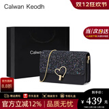 CALWAN KEODH新款小方包包女包单肩包真皮链条包斜挎包轻奢生日礼物送女友老婆 【黑色】品牌时尚百搭高级感亮片包实用走心女生闺蜜