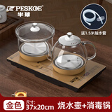 半球（PESKOE）全自动上水壶控温一体机桌泡茶电热烧水壶304不锈钢电茶壶抽水茶几茶台煮茶器抽水烧水器茶具套装 1.0L 金色【烧水清洁款】