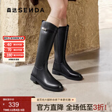 森达骑士靴女款年冬季新休闲厚底长筒过膝靴ZTE46DG4 黑色绒里 37