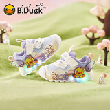 B.Duck小黄鸭童鞋女童软底运动鞋闪灯发光鞋秋季亮灯跑鞋5015A米浅蓝27