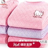 Hello Kitty女童保暖内衣套装加绒加厚纯棉儿童夹棉秋衣秋裤套装女全棉保暖衣 粉色3层夹棉 55501 120 cm适合115-125