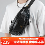 Jordan男女乔丹 金属Logo基础款 斜跨胸包腰包HA5507-013黑色 均码