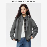 佐丹奴美式风夹克衫女秋季新款防风抽绳连帽宽松风衣外套05375684