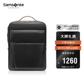 新秀丽（Samsonite）男士双肩包14英寸大容量商务背包牛皮电脑包旅行包生日礼物 TM0