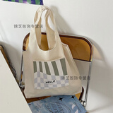途尊（kingtrip）帆布包女学生韩版百搭ins森系气质单肩书包高颜值大容量手提袋潮 背心款斑马线