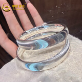 中国黄金（CHINA GOLD）猫眼银手镯足银999拉丝猫眼手镯送老婆女朋友520礼物对象 【56圈口轮胎镯】约44g