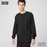 优衣库男装女装大师T AIRism棉混纺圆领T恤长袖25秋冬新款479781 09 黑色 L