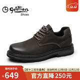 金利来（goldlion）男鞋工装鞋复古个性耐磨皮鞋舒适系带休闲鞋54623015540A棕色42