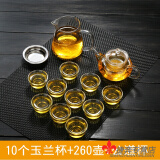 畅印 茶杯功夫茶杯玻璃小杯子品茗杯茶碗玉兰杯耐热套装加厚带把茶具 10只玉兰杯+260ml壶+公道杯+茶漏