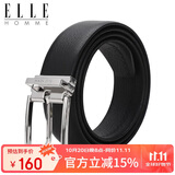ELLE HOMME男士皮带时尚针扣腰带 头层牛皮休闲裤带男4613黑色生日礼物