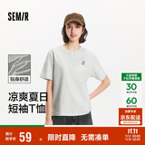 森马（Semir）【多彩凉感T】短袖t恤女夏中长款宽松舒适刺绣上衣109324100007