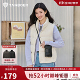 坦博尔羽绒服马甲女立领宽松外搭短款羽绒背心外套TD236006 小香白 175