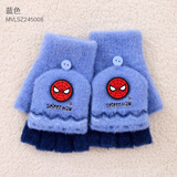 迪士尼儿童手套冬季男童保暖五指加厚半指小孩宝宝套245008蓝色
