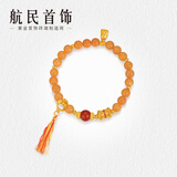航民首饰 藏式蜜蜡黄金手链足金手工金手串XYA2097
