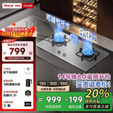 林内（Rinnai）燃气灶【家电国家补贴20%】5kW大火力双眼猛火灶具嵌入式一级能效天然气 可调节灶2E08M