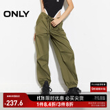 ONLY2025秋季新款休闲运动风宽松长款直筒束脚休闲裤女|125114017 E05 灰橄榄绿 M (165) 68A