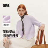 森马（Semir）陈都灵|针织开衫女25年冬短款图案刺绣正肩圆领毛衫109725106007