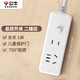 公牛（BULL）插座/插线板/插排/排插/接线板/拖线板  3C认证  2位总控开关全长1米 GN-B2110