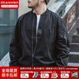 马登工装美式空中MA1飞行员夹克军事风短款外套复古棒球服男潮秋上衣 黑色 L