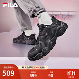 FILA 斐乐猫爪鞋4代女鞋老爹鞋情侣运动鞋复古时尚休闲鞋网面透气 【男款】黑-BK 40