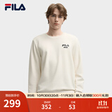 斐乐（FILA）官方男子加绒保暖卫衣秋冬季时尚休闲简约圆领套头衫长袖上衣男装 蒸汽白-IV 3XL