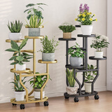 蜗家花架客厅落地式可移动阳台植物置物架铁艺多层室内多肉花盆托架黑