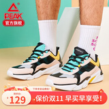 匹克运动鞋男 跑鞋网面春夏新品透气休闲鞋轻便黑色男士跑步鞋子 黑色/柠檬黄27E 41