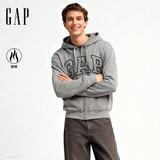 盖璞（GAP）男女装2025秋季新款LOGO仿羊羔绒宽松连帽衫卫衣美版789781 灰色 M 美码  L亚洲码180/96A