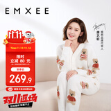 嫚熙（EMXEE）唐艺昕同款孕妇睡衣秋冬产后加厚月子服半边绒哺乳孕期家居服