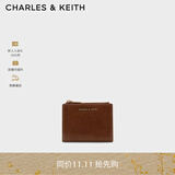 CHARLES&KEITH质感纯色包包女包多卡位短款钱包女士生日礼物CK6-10680907 Chocolate巧克力色 XXS
