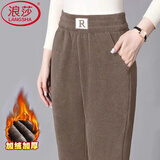 浪莎加绒保暖裤女冬季外穿2025年新款灯芯绒休闲裤加厚防风直筒裤 卡其色【一体绒加厚】 XL 【推荐80-100斤】