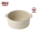 无印良品（MUJI） 炻瓷 双耳烤碗 微波炉烤箱用烤盘餐具 空气炸锅用 家用 米灰色 11.5cm