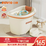日康（rikang）泡澡桶 儿童洗澡桶婴儿游泳桶家用浴缸浴桶赠浴凳米色 X1002-2