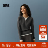森马（Semir）森马毛衣女短款假两件含羊毛针织衫24冬新款保暖内搭109724107015